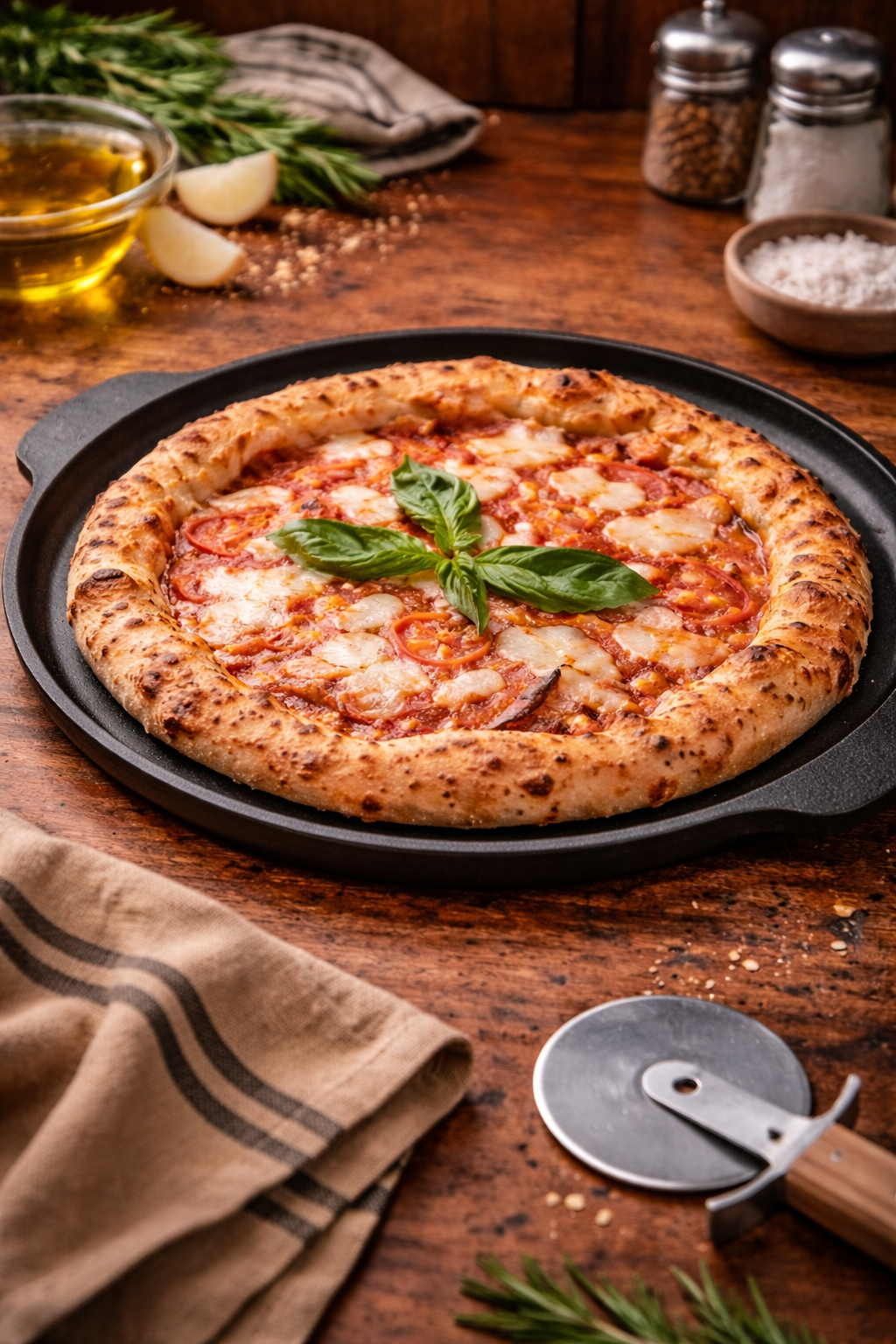 Outset Cast Iron Pizza Skillet – Pre-Seasoned Pizza Pan with Handles