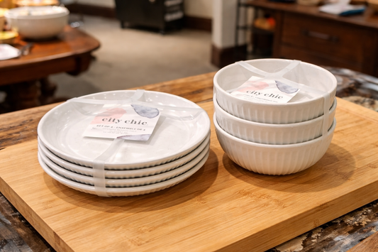 Outdoor Dinnerware Set – Durable Unbreakable Melamine (4 Piece Set)