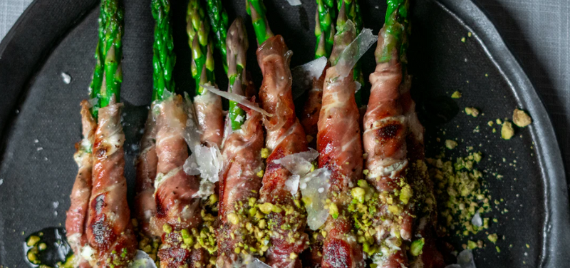 Prosciutto Wrapped Asparagus with Herbed Cream Cheese