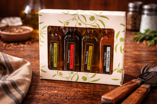 Gourmet Olive Oil & Balsamic Vinegar Sampler Set – 4 Bottle Gift Pack