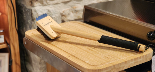 Tommy Bahama BBQ Grill Brush with Bamboo Handle & Scraper