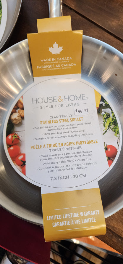 Clad Tri-Ply Stainless Steel Skillet – 7.8 Inch