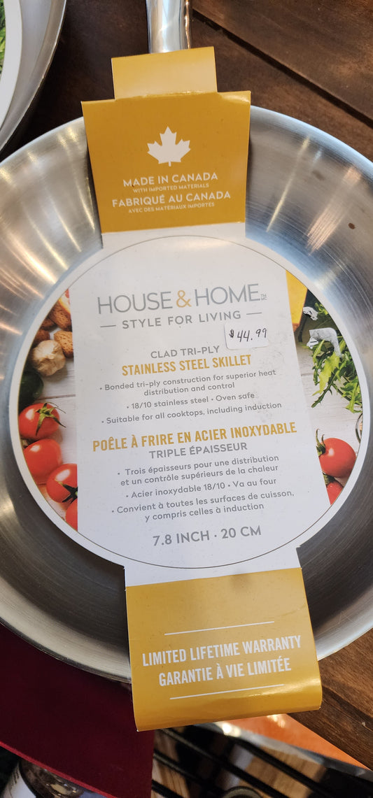Clad Tri-Ply Stainless Steel Skillet – 7.8 Inch