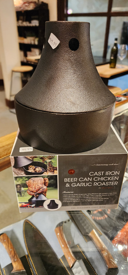 Cast Iron Beer Can Chicken & Garlic Roaster – Pre-Seasoned