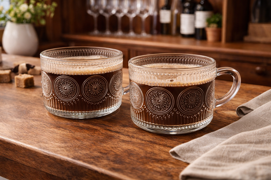 Decorative Glass Mug – Set of 2