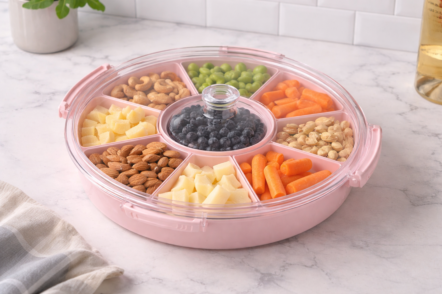 Snack Storage Tray with Lid & Handle – BPA-Free Portable Organizer