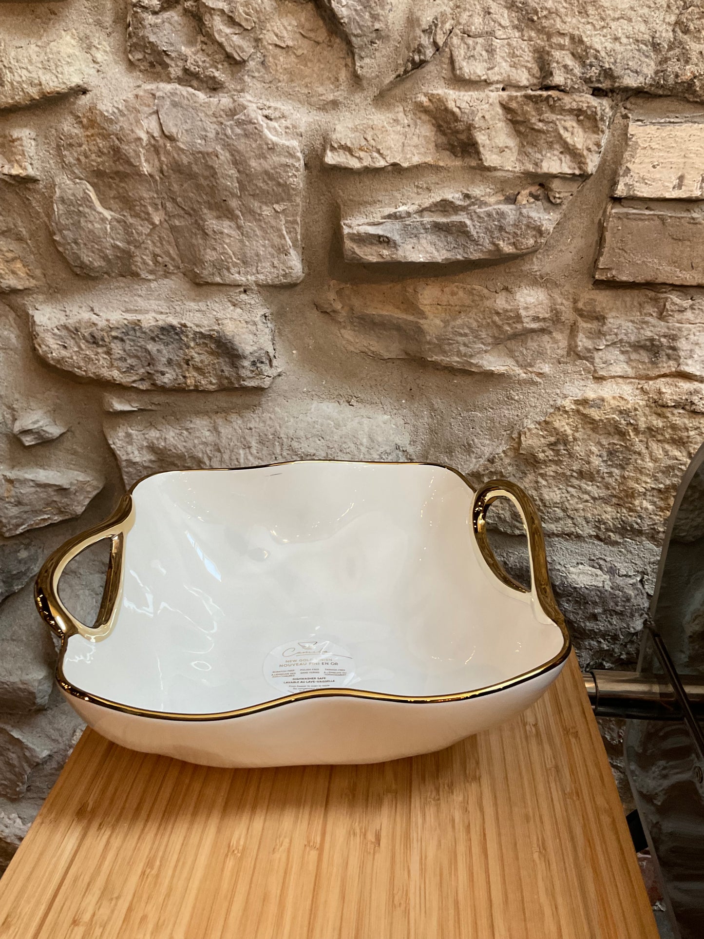 Gold trimmed serving bowl