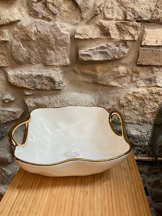 Gold trimmed serving bowl