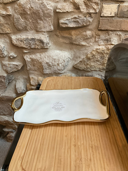 Gold trimmed serving dish