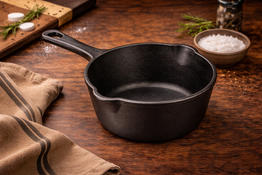 Victoria 2 Qt Cast Iron Saucepan – Pre-Seasoned Mini Pot with Pour Spouts