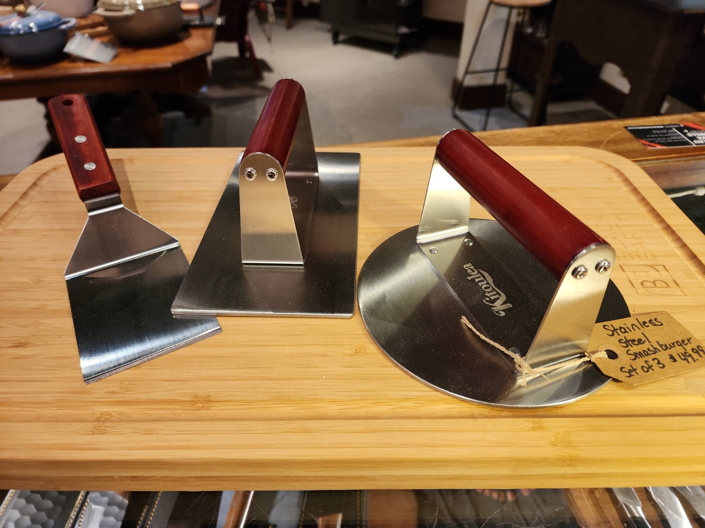 Stainless Steel Smash Burger Press Set with Spatula – 3 Piece Set