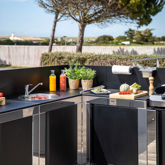 MODULO Corner Tray - Black and Stainless Steel