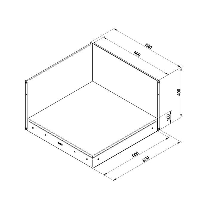 MODULO Corner Tray - Black and Stainless Steel