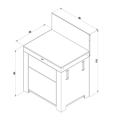 MODULO Worktop with Drawers - Stainless Steel